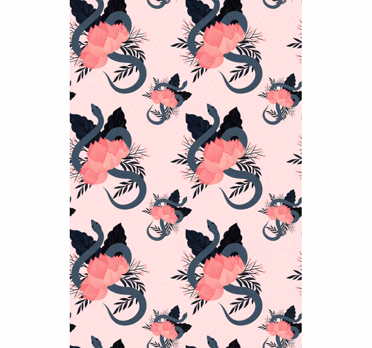 Floral and snake design flower roller blind - TenStickers