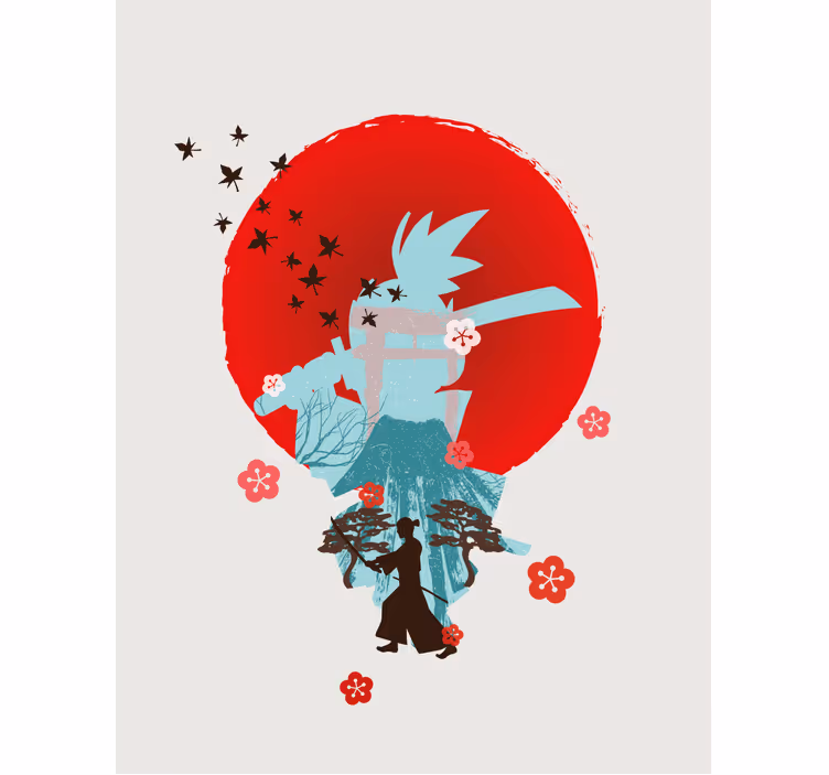 Samurai silhouette superhero roller blind - TenStickers