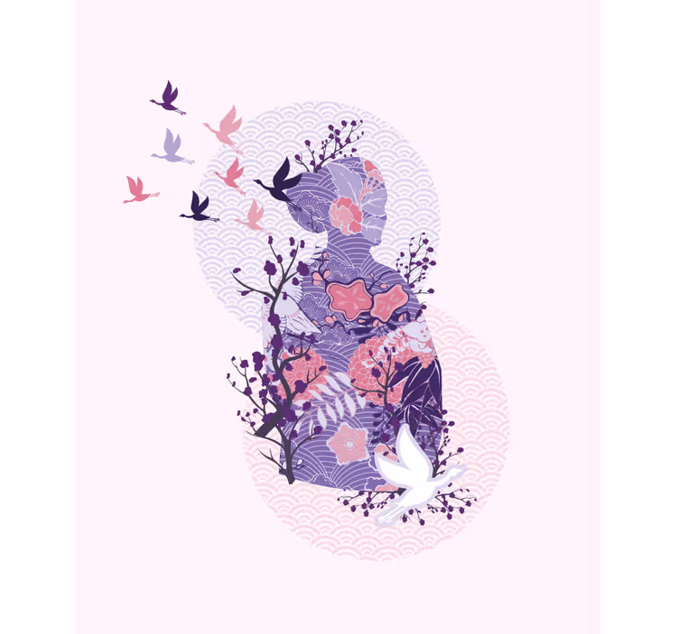 Floral Silhouette Art flower roller blind - TenStickers