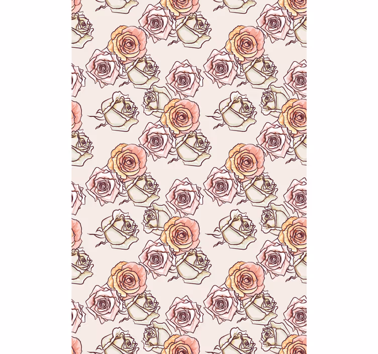 Rose Illustration Pattern flower roller blind - TenStickers