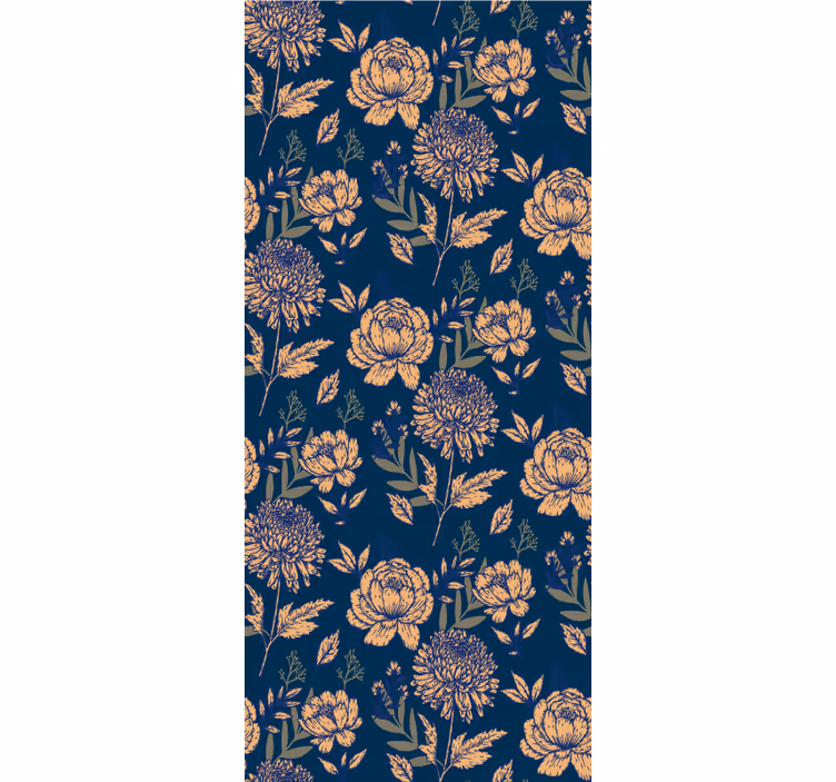 Navy elegant pattern floral roller blind - TenStickers