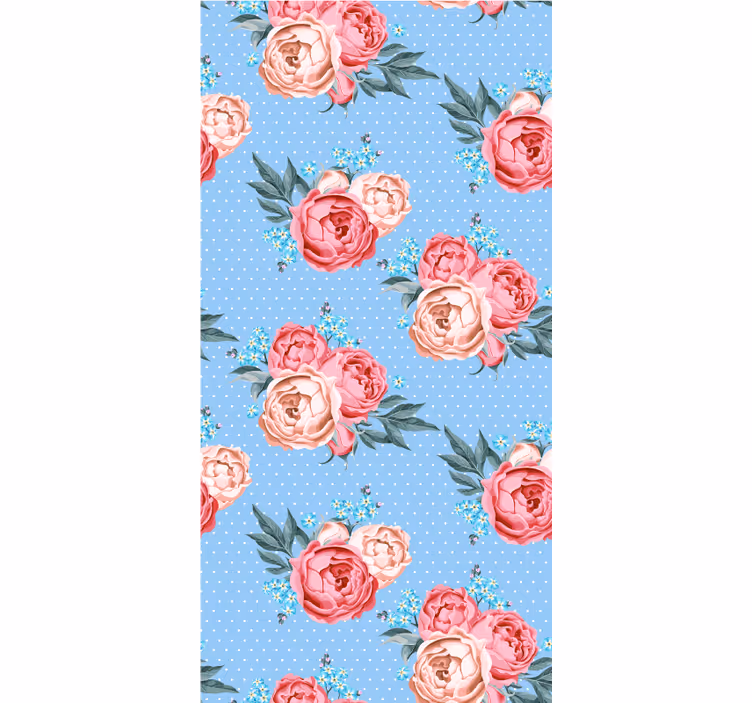 Blue blooming pink roses floral roller blind - TenStickers
