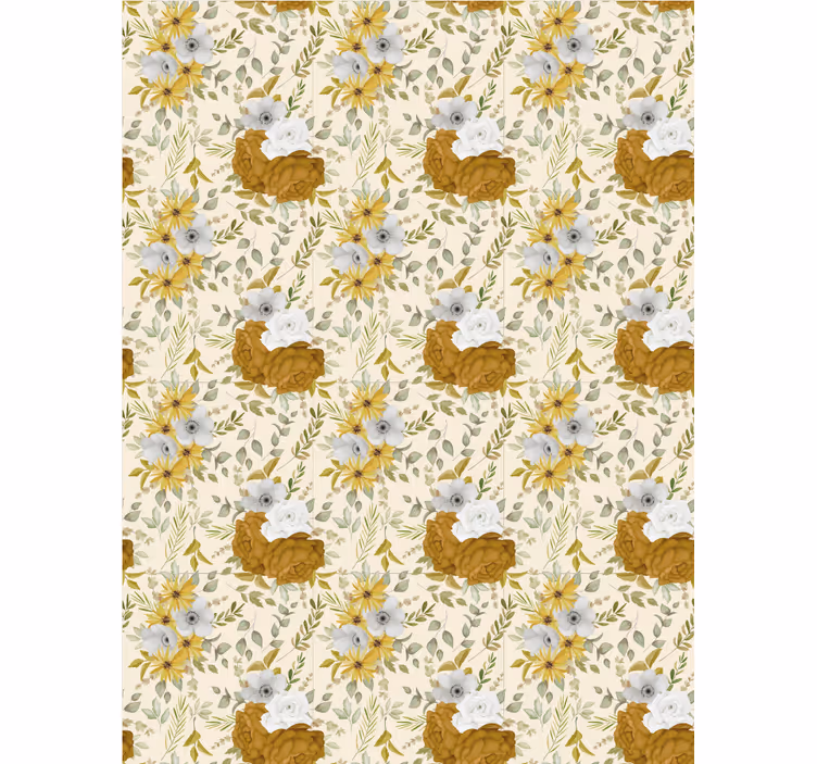 Beige and brown pattern flower roller blind - TenStickers