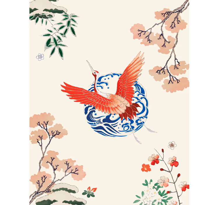 Flying Crane Bloom flower roller blind - TenStickers