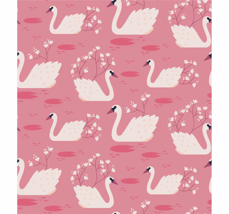 Elegant Swans and Blossoms flower roller blind - TenStickers
