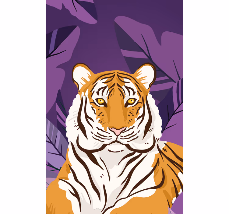 Tiger portrait with leaves animal roller blind - TenStickers