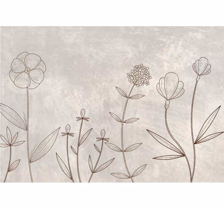 Gray floral sketch pattern roller blind for living room - TenStickers