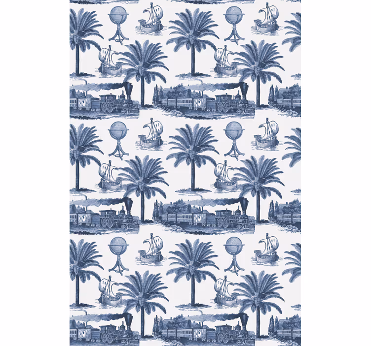 Blue palm scene vintage roller blind - TenStickers