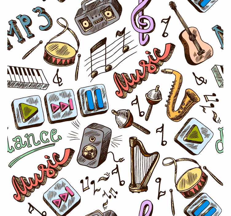 Music pattern fun roller blind - TenStickers