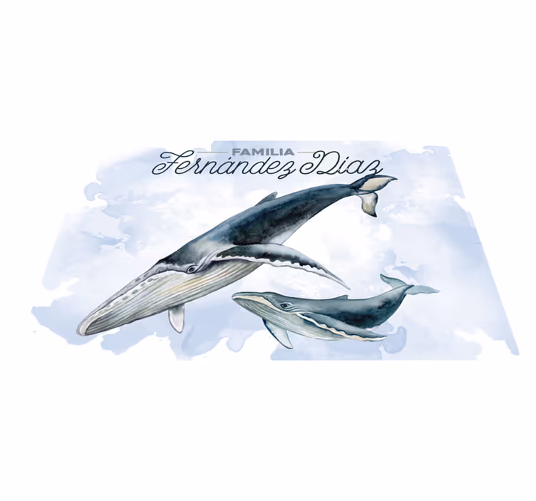 Customizable placemat whale family design - TenStickers