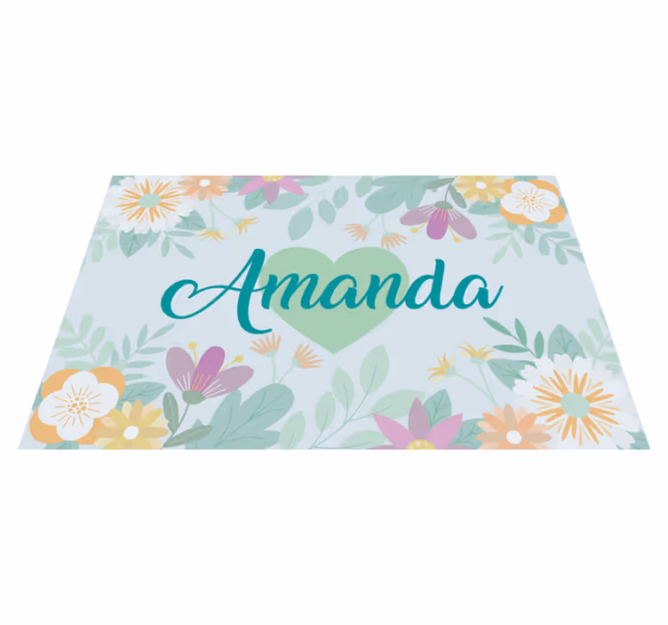 Customizable placemat flower heart amanda - TenStickers