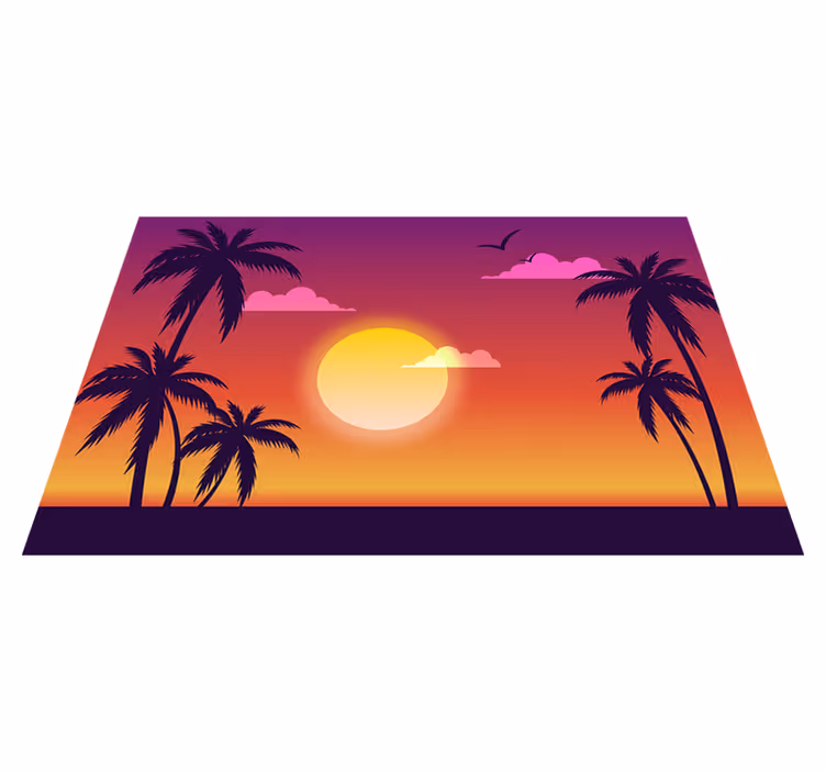 Modern placemat tropical sunset view - TenStickers