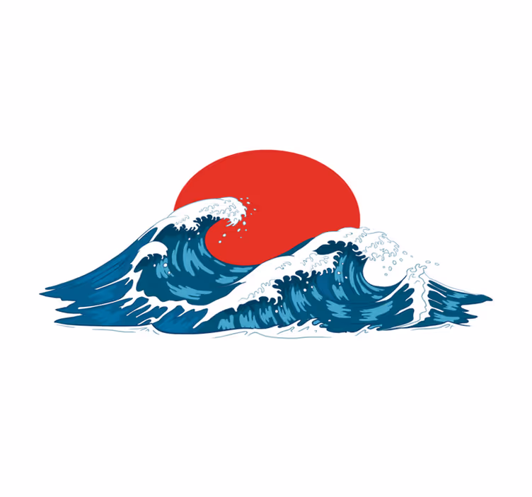 Original placemat waves and rising sun design - TenStickers