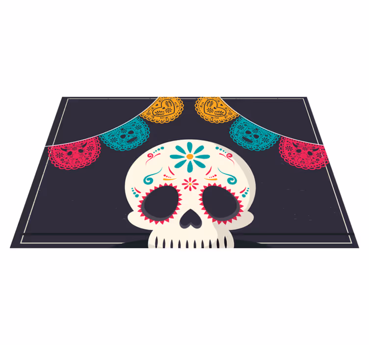 Halloween placemat with colorful skull banner - TenStickers