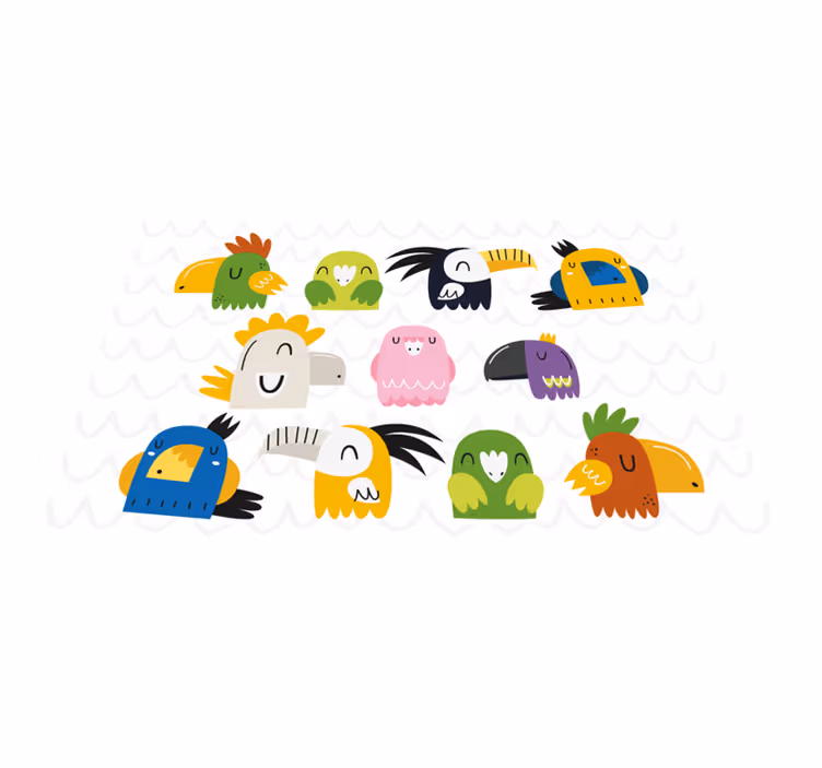 Children placemat colorful bird heads - TenStickers