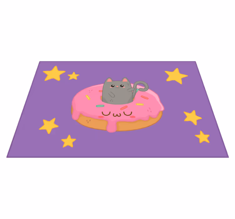 Children placemat cute cat donut - TenStickers