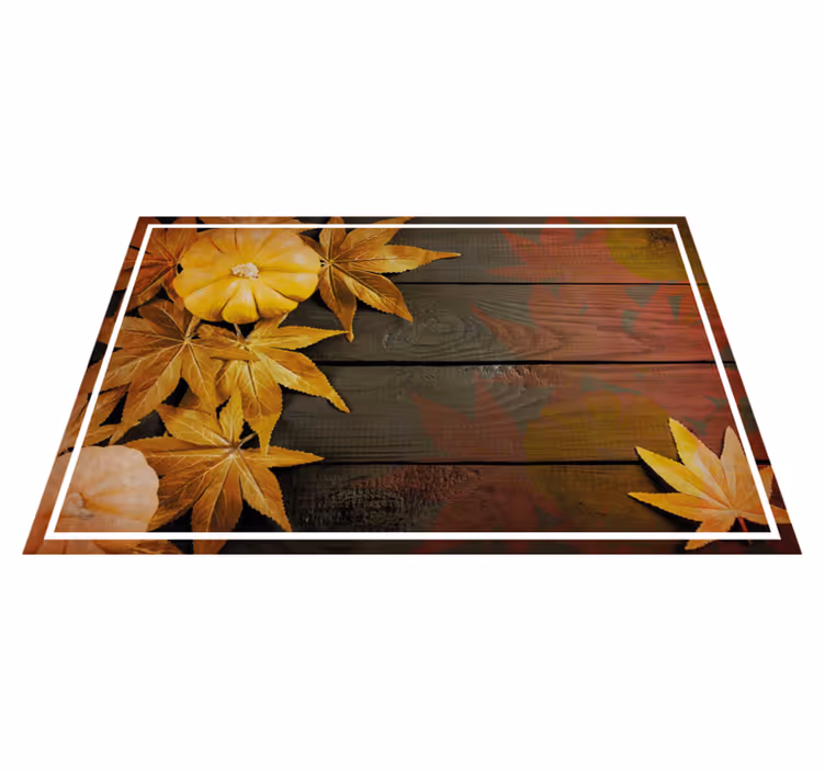 Pumpkin and leaves wooden table Vinyl placemats - TenStickers