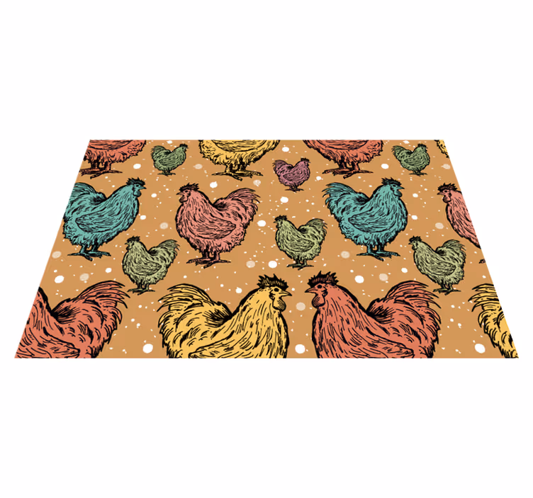 Original placemat colorful chicken design - TenStickers
