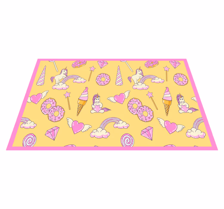 Children placemat whimsical unicorn fun - TenStickers