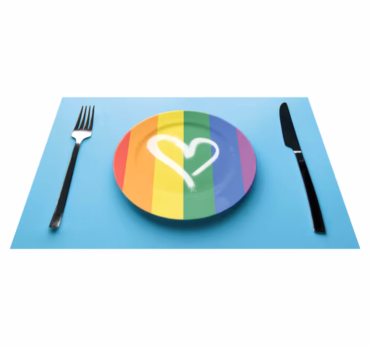 Original placemat rainbow heart plate - TenStickers