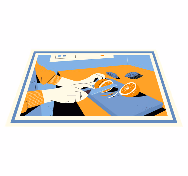Modern placemat slicing fresh oranges - TenStickers
