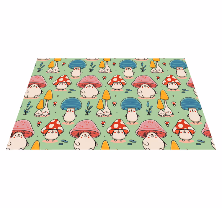 Children placemat with adorable mushroom characters - TenStickers