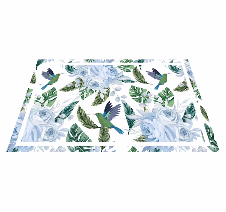 Modern placemat floral hummingbird design - TenStickers
