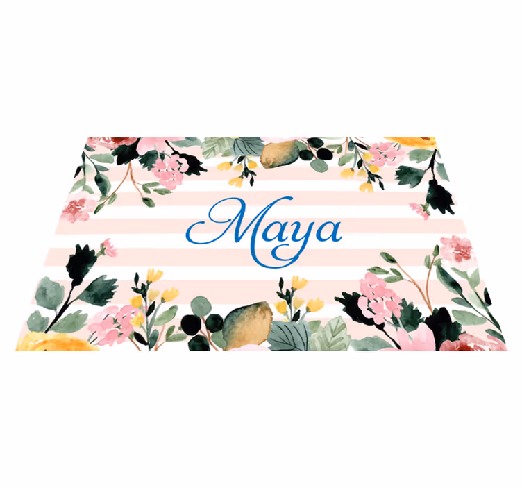 Customizable placemat floral custom name - TenStickers