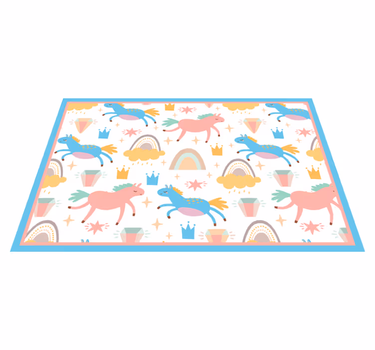 Children placemat colorful unicorns running - TenStickers