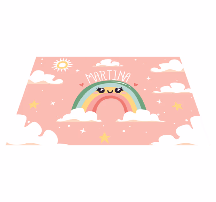 Nice rainbow with clouds with name placemat - TenStickers