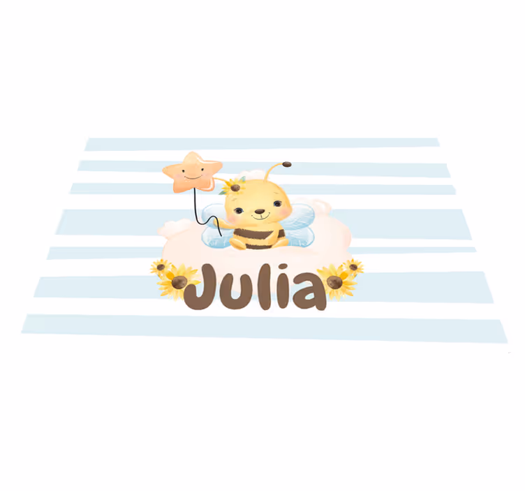 Cute animals bee with name children placemats - TenStickers