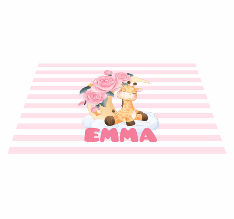 Children placemat giraffe with roses - TenStickers