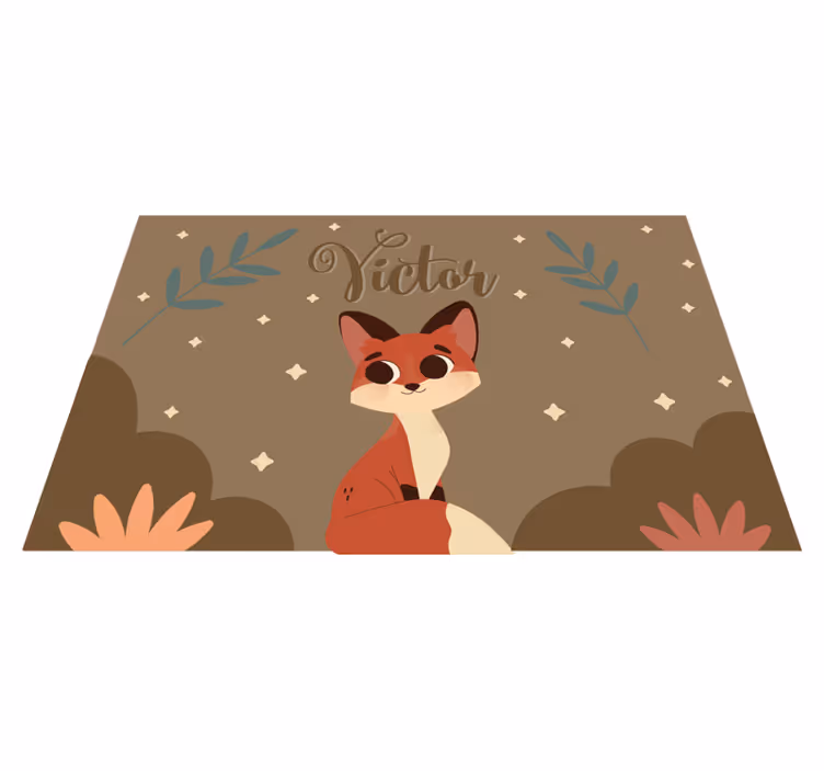 Cute fox for boy with name children placemats - TenStickers