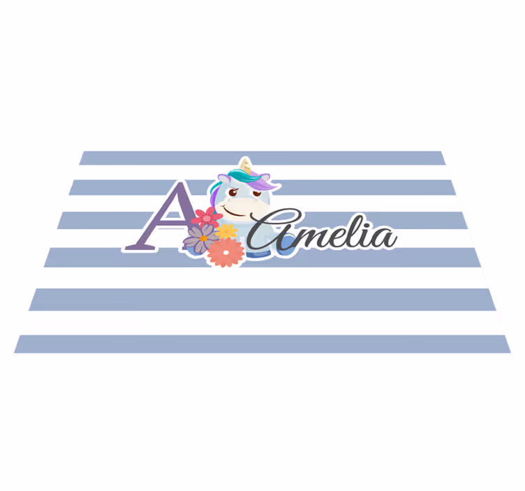 Children placemat unicorn name illustration - TenStickers