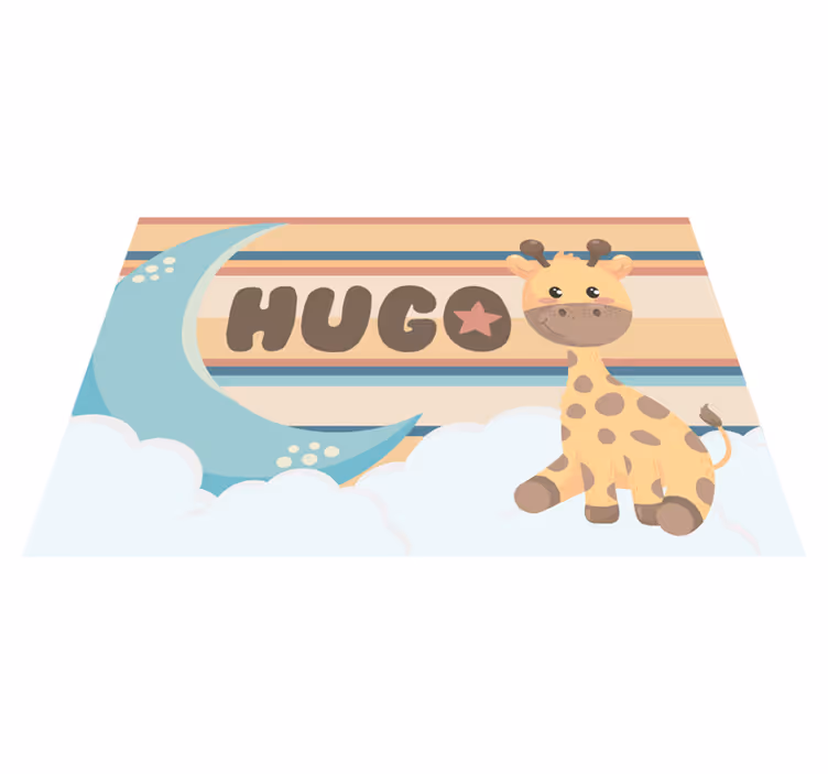 Cute giraffe for boy with name placemats - TenStickers