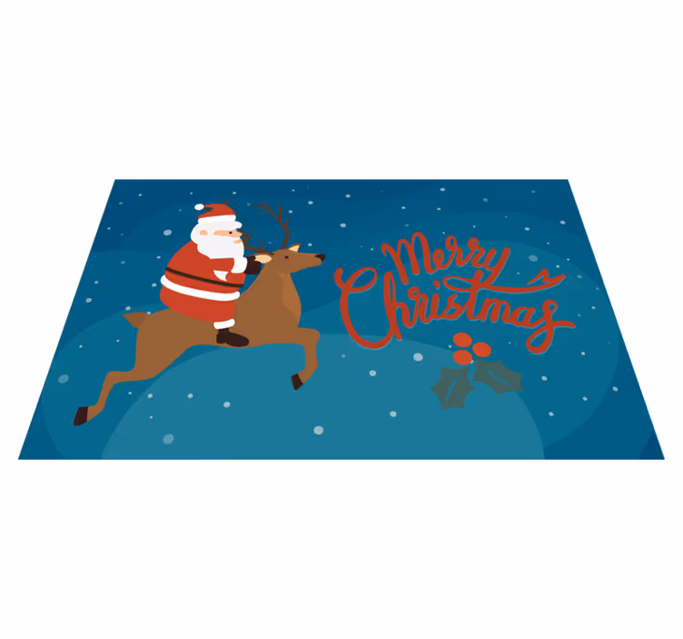 Christmas placemat santa on reindeer - TenStickers