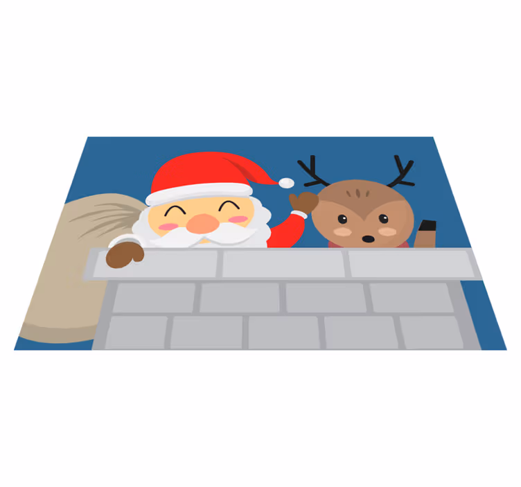 Christmas placemat featuring santa claus reindeer - TenStickers