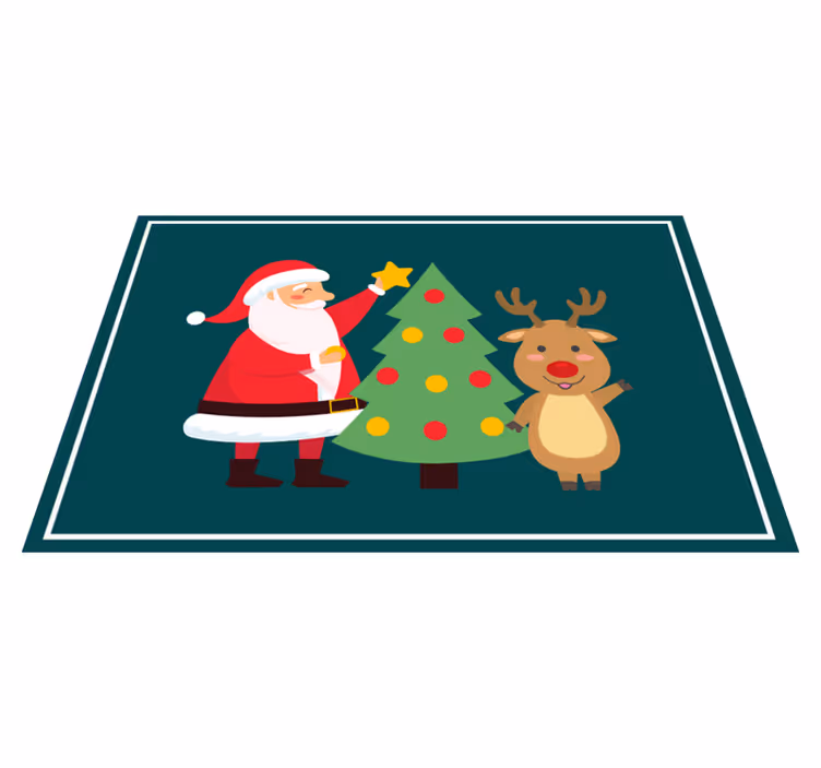 Christmas placemat santa and reindeer - TenStickers