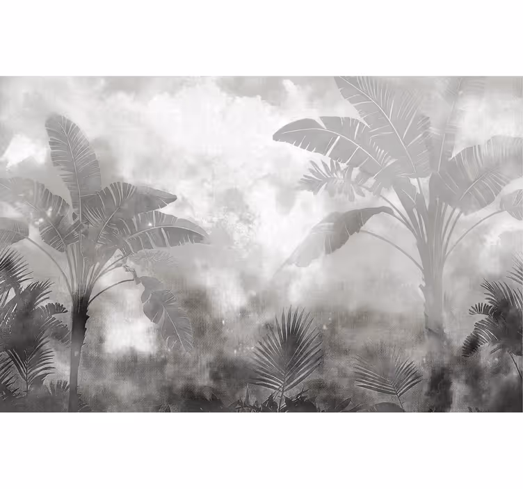 Black and white palms bathroom wall mural - TenStickers