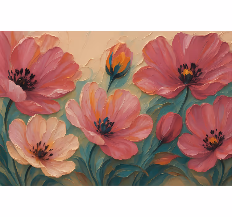 Painted flower art bathroom wall mural - TenStickers