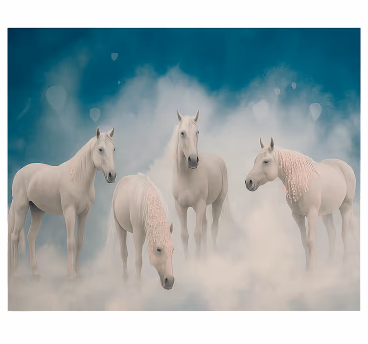 Magical white horses teenager wall mural - TenStickers
