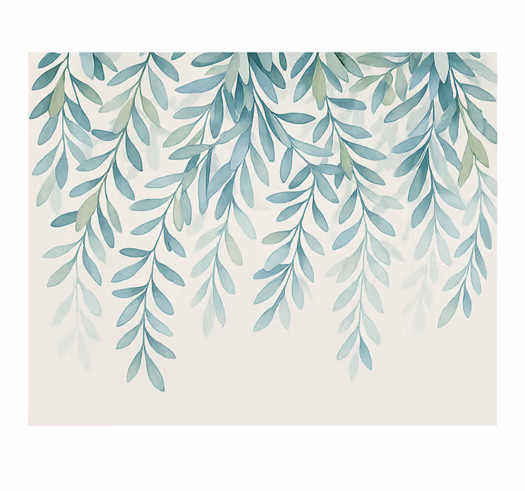 Elegant watercolour leaves teenager wall mural - TenStickers