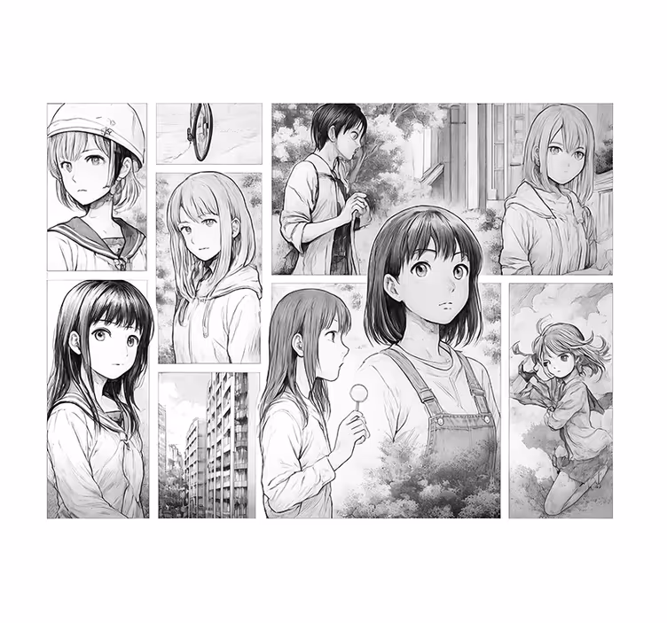 Black and white manga teenager wall mural - TenStickers