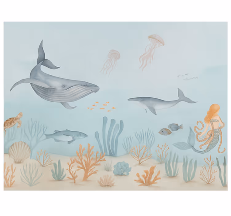 Pastel aquatic life teenager wall mural - TenStickers