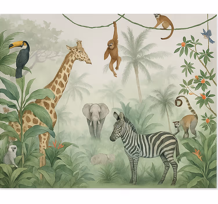 Elegant safari animals teenager wall mural - TenStickers