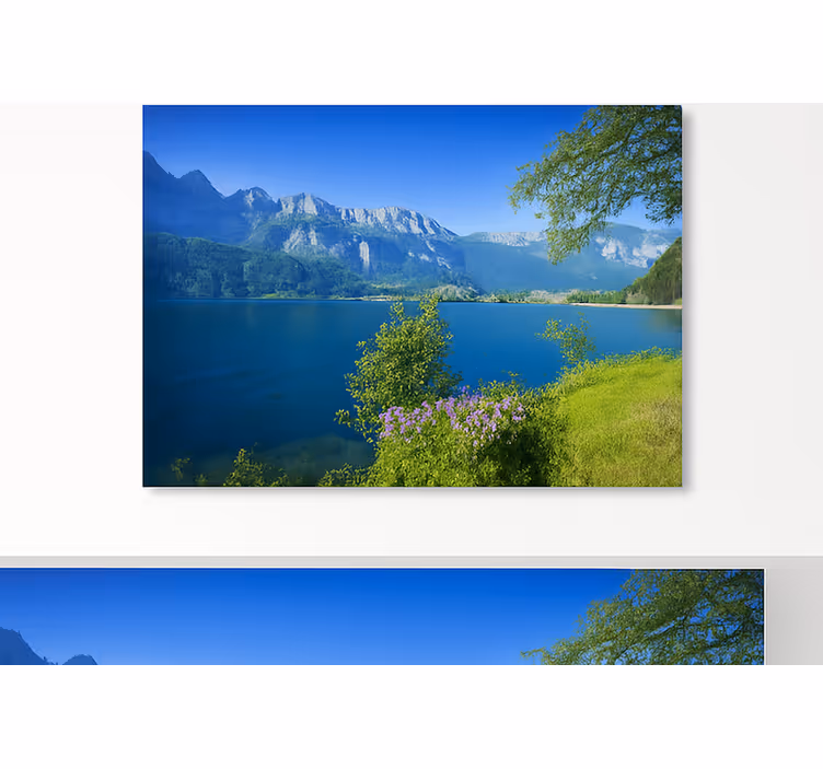 Tranquility by the Mountain Lake mountain wall mural - TenStickers