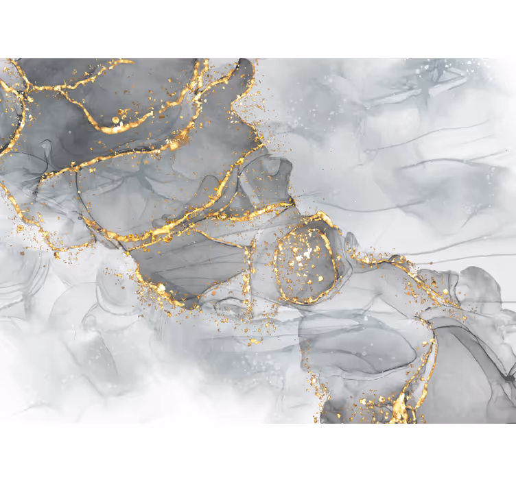 Mosaik wall in shades of grey and gold wall mural for master bedr - TenStickers