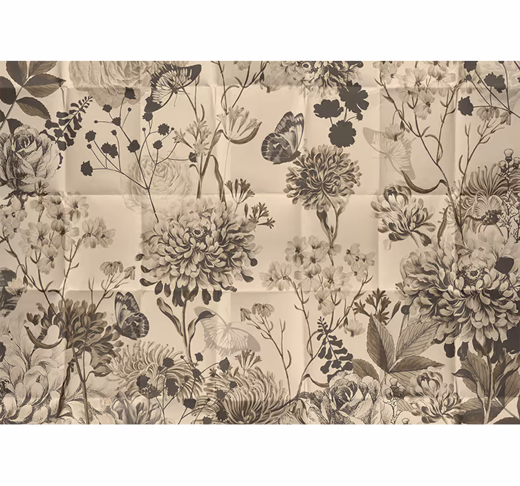 Beige floral design wall mural for master bedroom - TenStickers