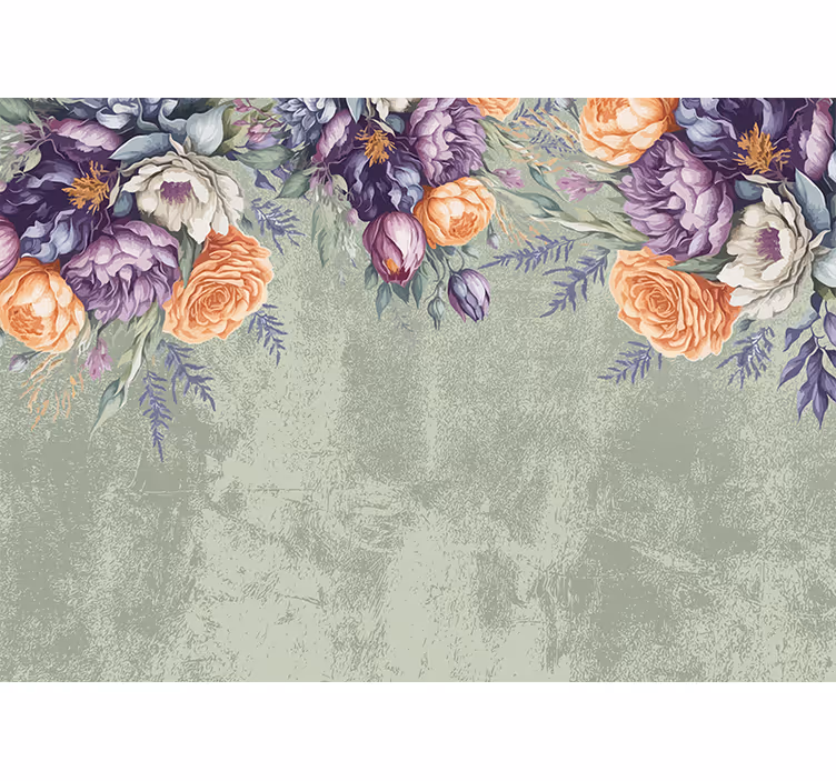 Vintage floral design wall mural for master bedroom - TenStickers
