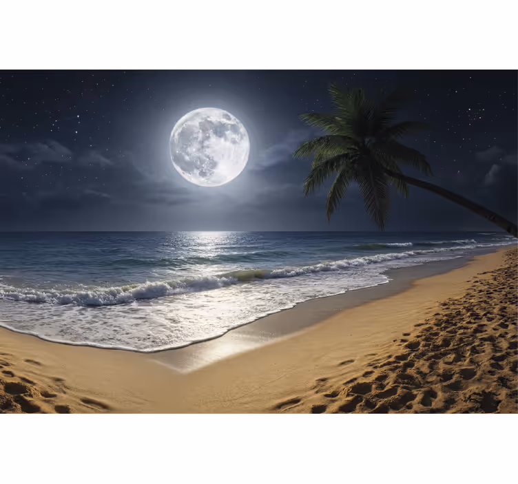 Ocean wall mural full moon over the sea - TenStickers